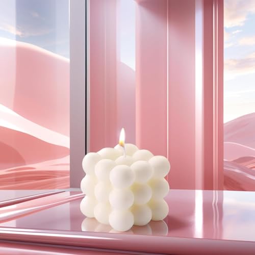 ProKart Premium Soy Wax Scented Bubble Cube Candle | Aesthetic Decor Scented Candle | Aromatherapy Fragrance Candles for Home Decor, Wedding & Party, Dinner Table, Christmas (Pack of 1, White) - Image 2
