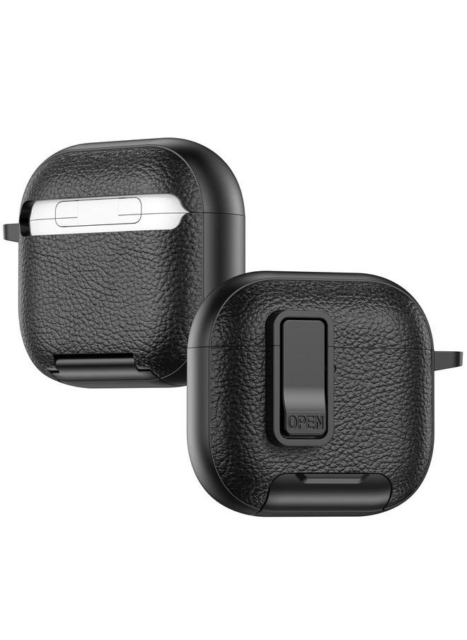 Zaboon - Case For AirPods 4 Leather Texture Wireless Earphones Case with Hook & Holder - Image 1
