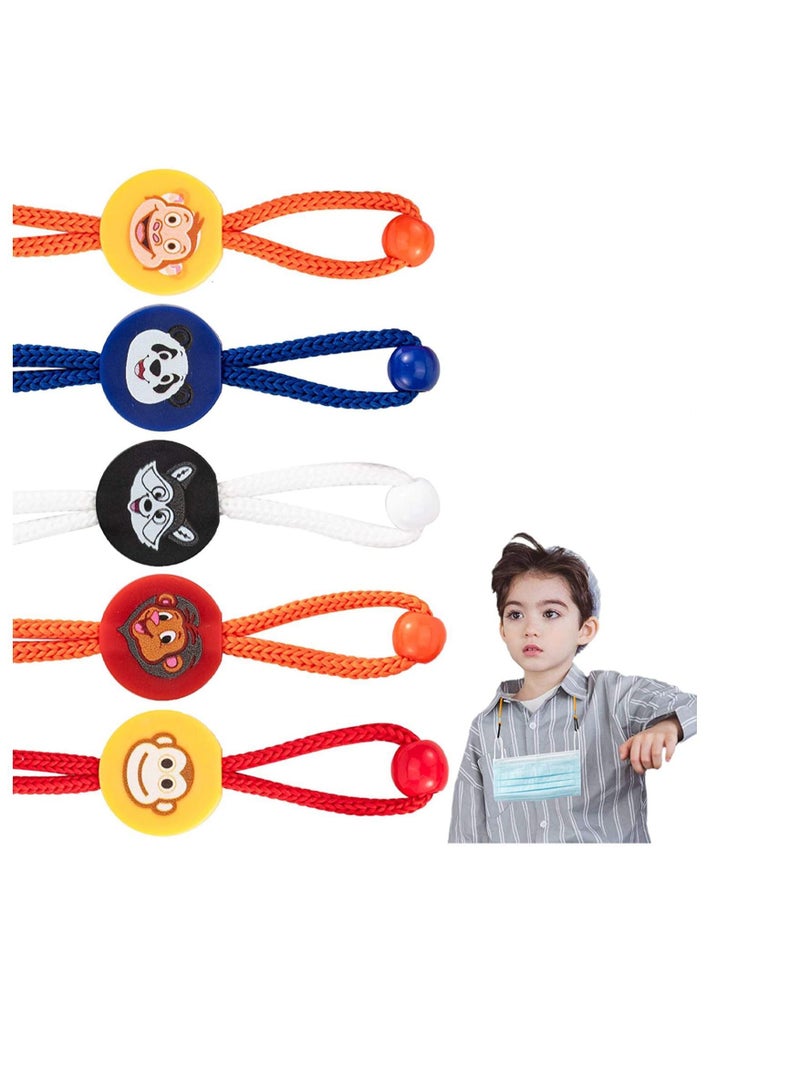 NIBEMINENT Lanyard for Facemask, Adjustable Kids Cartoon with Clips and Stopper, Glasses Lanyard, Facemask Holders Extender School Outdoor Sanitary Strap 5Pcs Multicolored - Image 1
