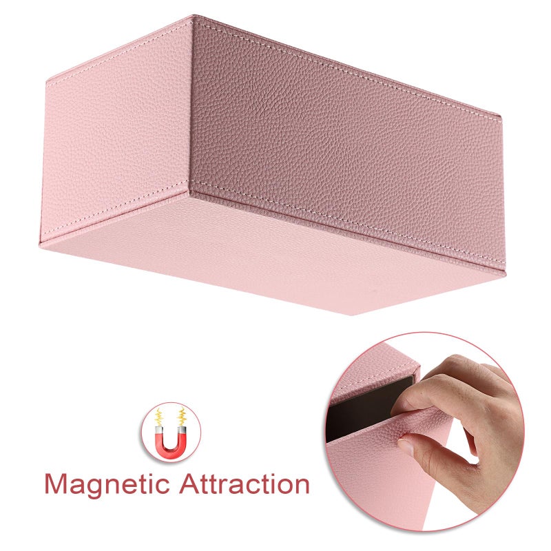 Sumnacon Tissue Box Cover Rectangle Tissue Box Stylish PU Tissue Box Holder with Magnetic Bottom, Decorative Leather Tissue Holders for Living Room Bathroom Table Desk Home Office Car, Pink - Image 5