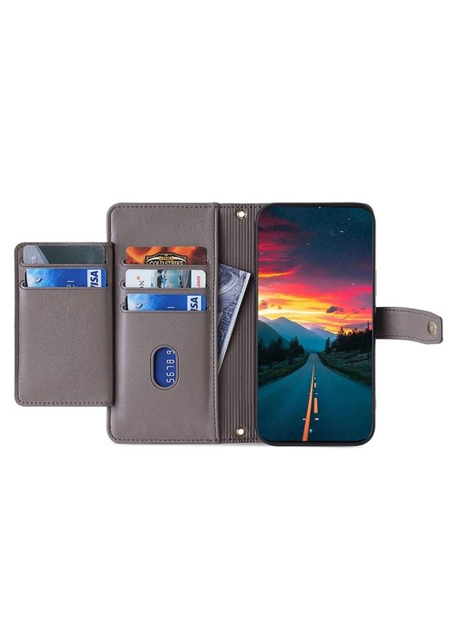 S-TOP Case For iPhone 16 Pro Max Sheep Texture Cross-body Zipper Wallet Leather Phone Case - Image 3