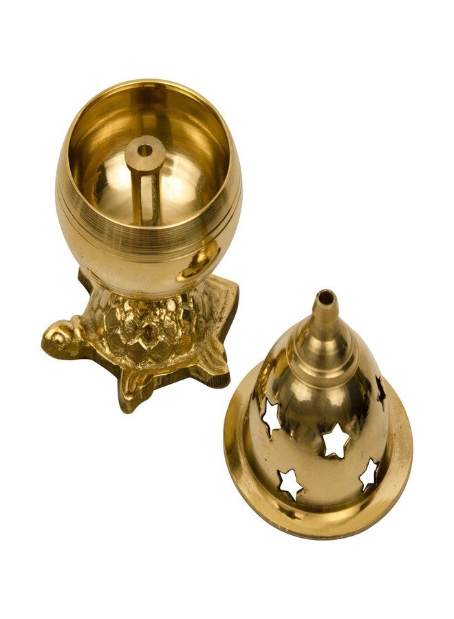 Spillbox Traditional handicrafted Brass Tortoise Diya with Lid|Oil Lamp|Deepak|Vastu|Deep with Lid|Kuber Diya with Tortoise|Pooja Diya|Puja Kuber Deep – Kachua Goblet - Image 3