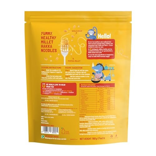 Slurrp Farm No Maida Millet Noodles | Not Fried, No MSG | Classic Masala Millet Noodles Pack of 3-192g Each - Image 3
