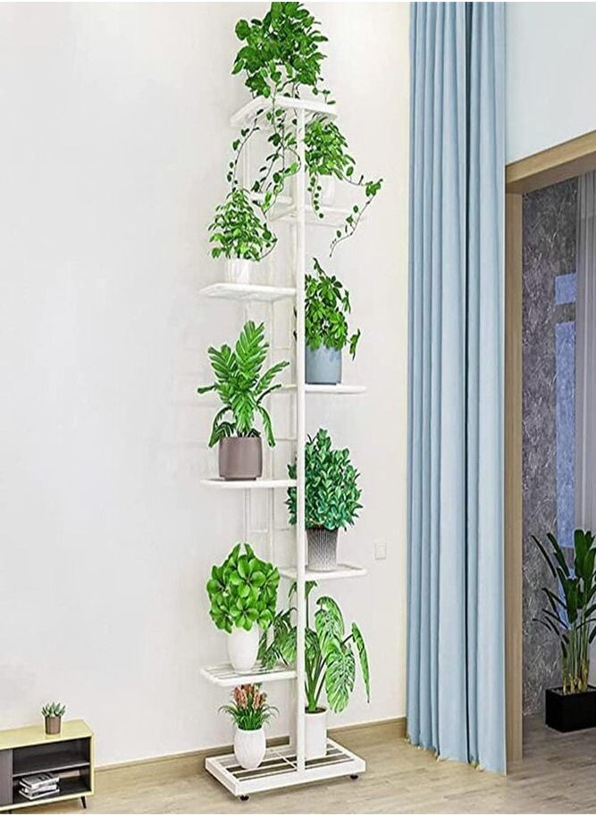 Versatile Metal Plant Stand Showcase 9 Potted Plants Indoor & Outdoor with 8 Tiers Elegant Flower Pot Holder