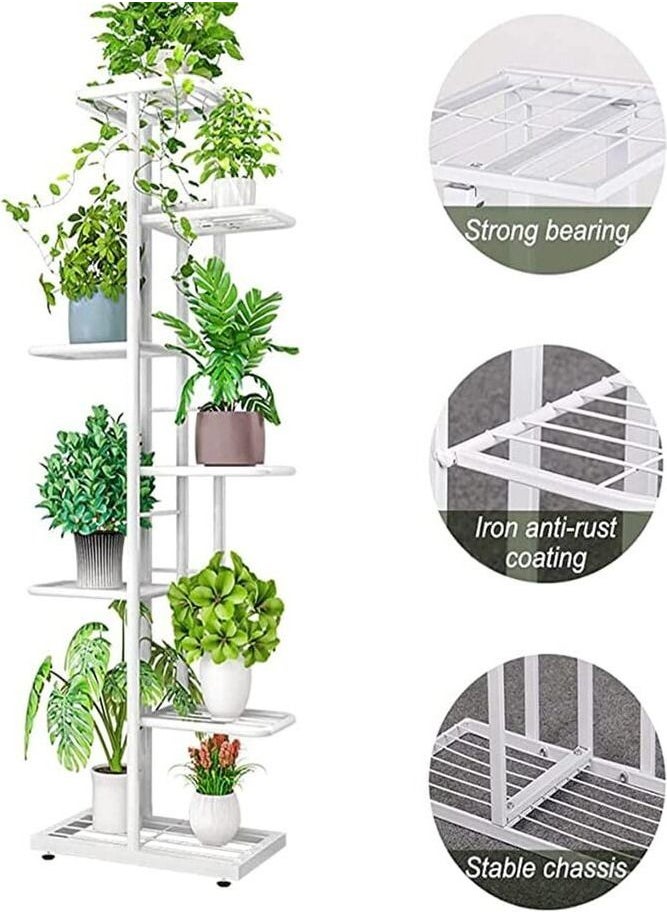 Versatile Metal Plant Stand Showcase 9 Potted Plants Indoor & Outdoor with 8 Tiers Elegant Flower Pot Holder