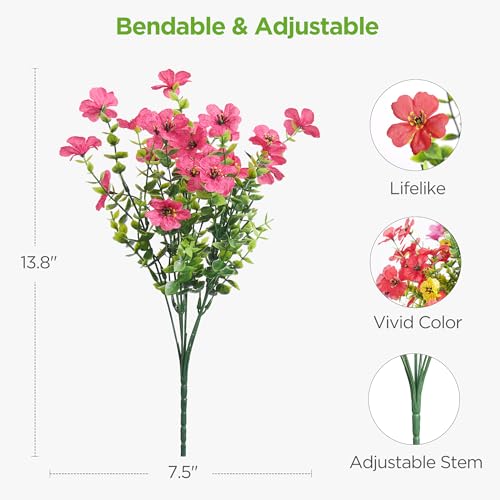 InnoGear Artificial Flowers for Outdoors 12 Bundles UV Resistant Fake Silk Flowers for Outside Faux Spring Summer Decor Flower for Outdoor Indoor Garden Home Decoration Porch Patio Mixed 6 Colors - Image 3