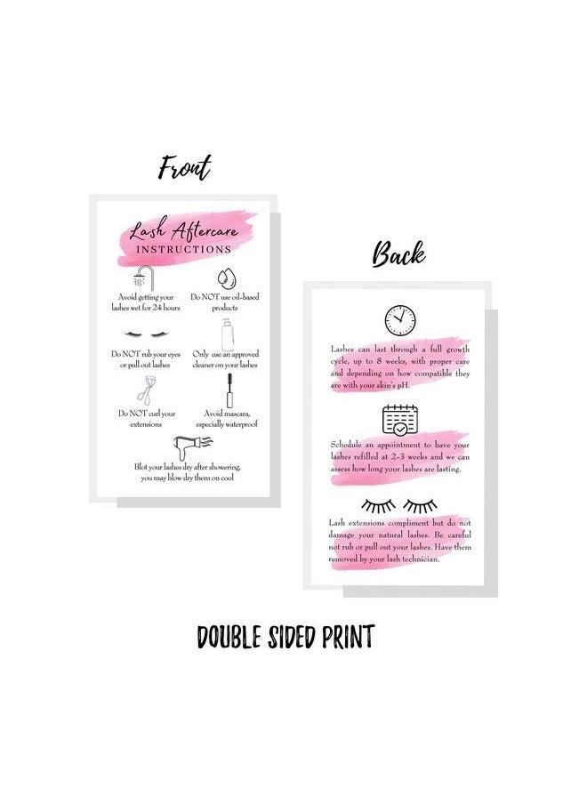 Boutique Marketing LLC Lash Extension Aftercare Instructions Cards ; 50 Pack ; Double Sided Size 3.5 X 2" Inches After Care (23 Week Fillers) ; White With Pink Watercolor Design  - Image 5