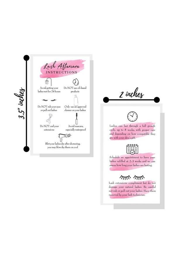 Boutique Marketing LLC Lash Extension Aftercare Instructions Cards ; 50 Pack ; Double Sided Size 3.5 X 2" Inches After Care (23 Week Fillers) ; White With Pink Watercolor Design  - Image 4