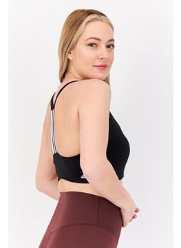 Adidas Women Brand Logo Padded Sports Bra, Black  - Image 3
