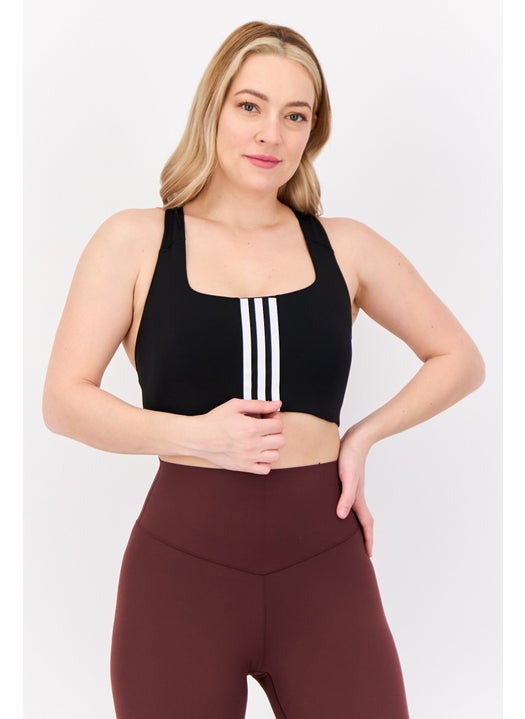 Women Brand Logo Padded Sports Bra, Black