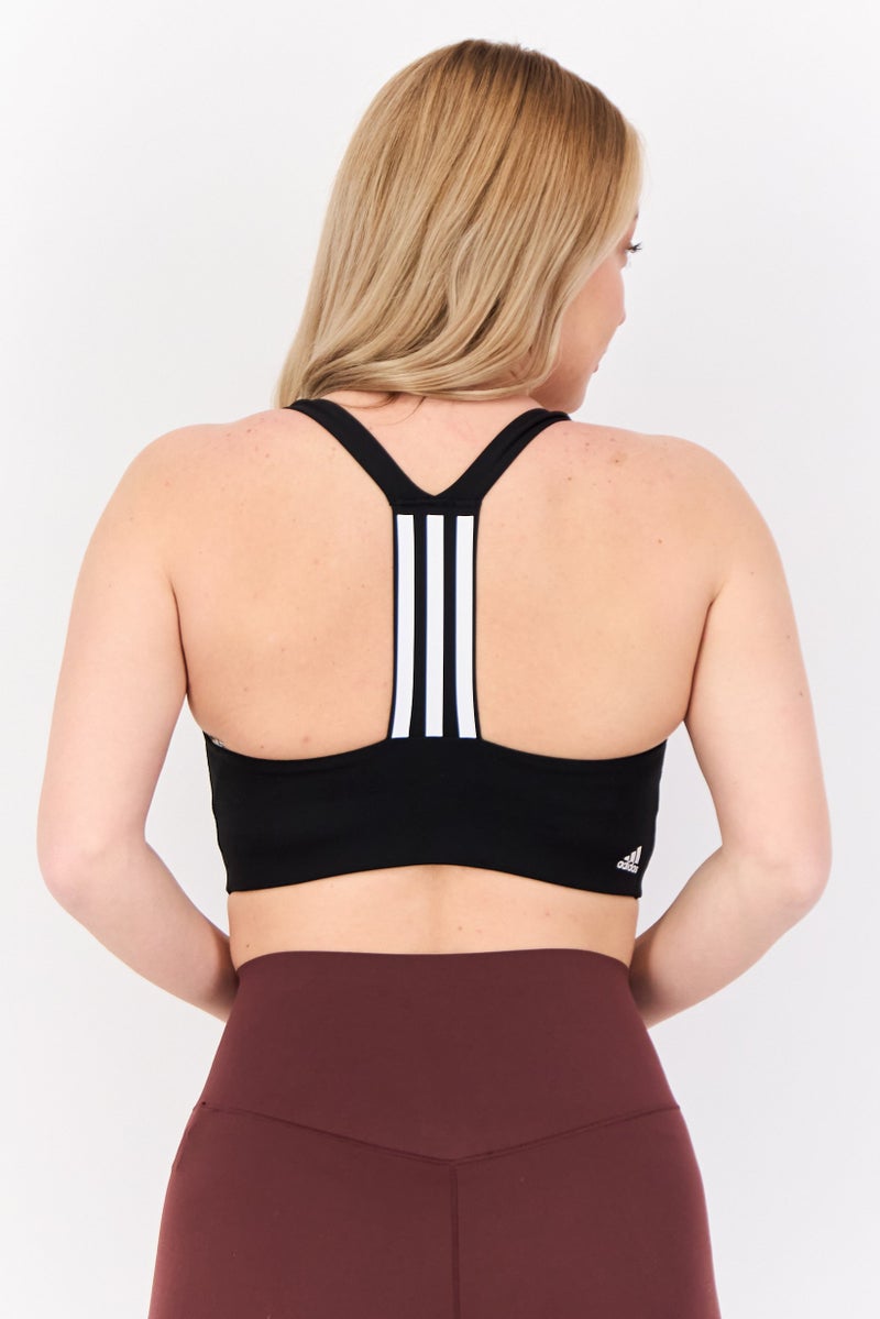 Adidas حمالة صدر رياضية مبطنة بشعار العلامة التجارية للنساء، سوداء - Image 2