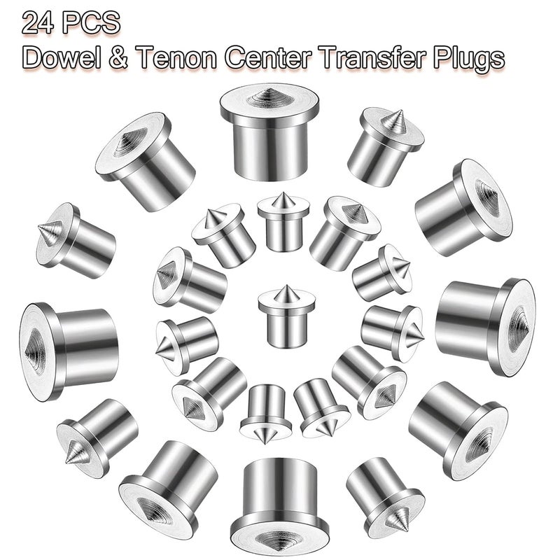 Ferraycle Dowel and Tenon Center Transfer Plugs Doweling Centering Pins Transfer Plugs Drill Hole Tool for Woodworking Tool Accessories (24 Pieces,5/32 3/16 1/4 5/16 3/8 1/2 Inch) - Image 4