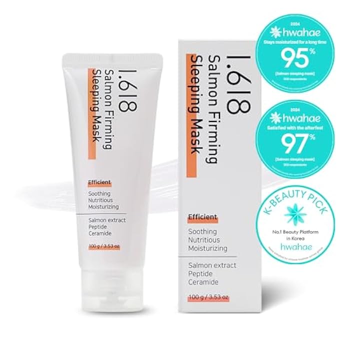 1.618 Salmon Firming Sleeping Mask for Women 11 Korean Ingredients Night Moisturizer Face Cream 100g Golden Ratio Formula Lightweight Texture Hydrating Overnight Masks Skin Care for Radiant Glow - Image 2
