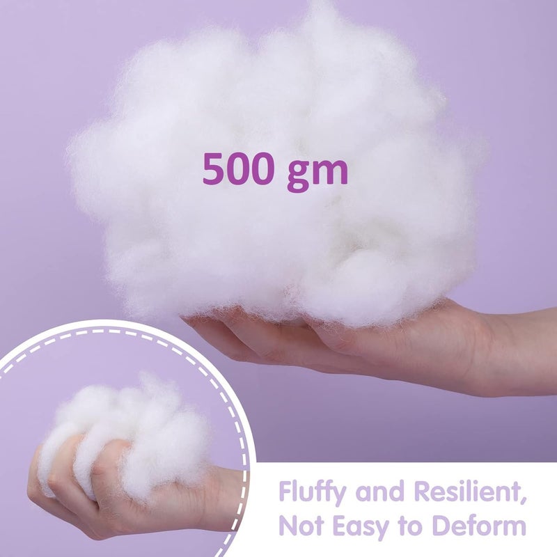 VLYSIUM Soft 500 Grams Fiber, Racron Polyester Synthetic Cotton Filling for Cushion, Pillow, Teddy Bear, Toy Stuffing (500 gm, Pure Virgin Fiber, White) (Vacuum Packed) - Image 5