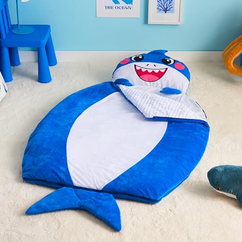 JOIEDOMI Kids Sleeping Bag Toddler Nap Mat with Pillow Blanket 60 x 39 for Kids Ages 3 Soft Plush Sleeping Mat Shark for Preschool and Boys Girls Kindergarten Daycare Sleepover - Image 5