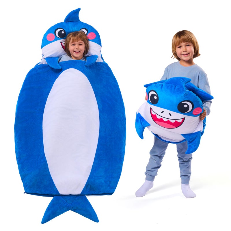 JOIEDOMI Kids Sleeping Bag Toddler Nap Mat with Pillow Blanket 60 x 39 for Kids Ages 3 Soft Plush Sleeping Mat Shark for Preschool and Boys Girls Kindergarten Daycare Sleepover - Image 2