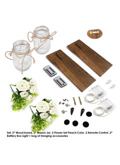 BestStore Modern Jar Wall Decorative Art with Flowers Lights and Remote Control Rustic Wall Sconces Design Set of 2  - Image 4
