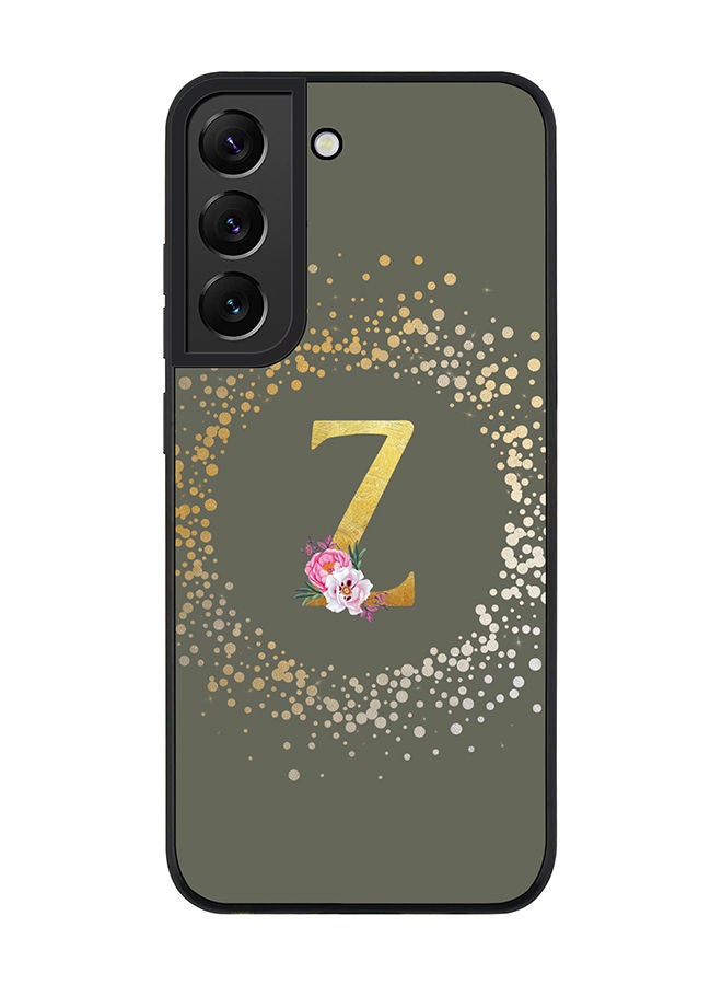 Stylizedd Rugged Black edge case for Samsung Galaxy S21 FE 5G Slim fit Soft Case Flexible Rubber Edges TPU Gel Thin Cover - Custom Monogram Initial Letter Floral Pattern Alphabet - Z (Olive Green) - Image 1