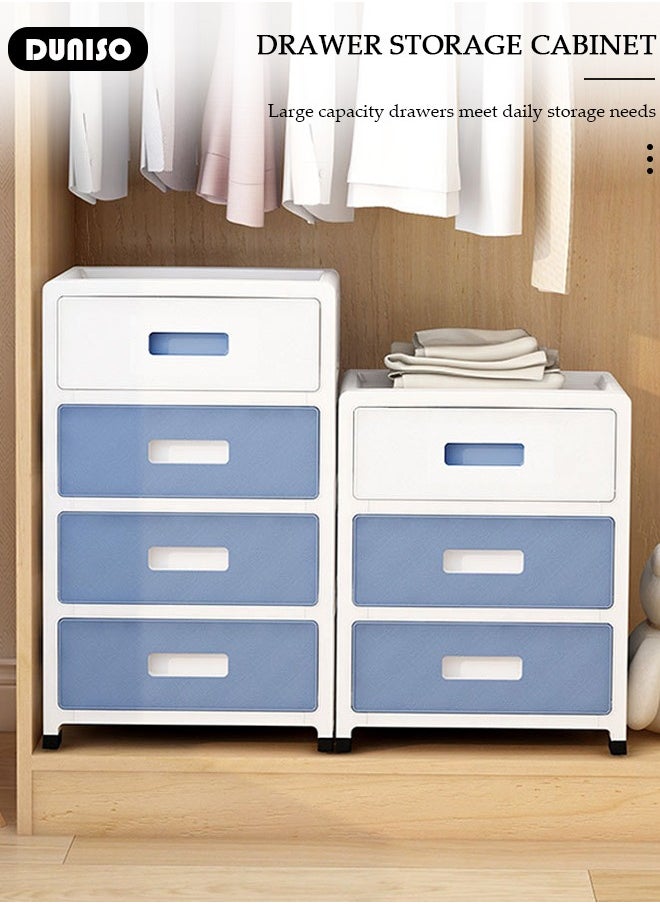 DUNISO 4 Layer Drawer Storage Cabinet with Wheels, Toys Storage Box, Office Desk Storage Box, Drawer Storage Bins for Clothes and Toys, Dust-proof Clothes Storage Cabinet Rack for Living Room, Bathroom, kitchen, Bedroom  - Image 3