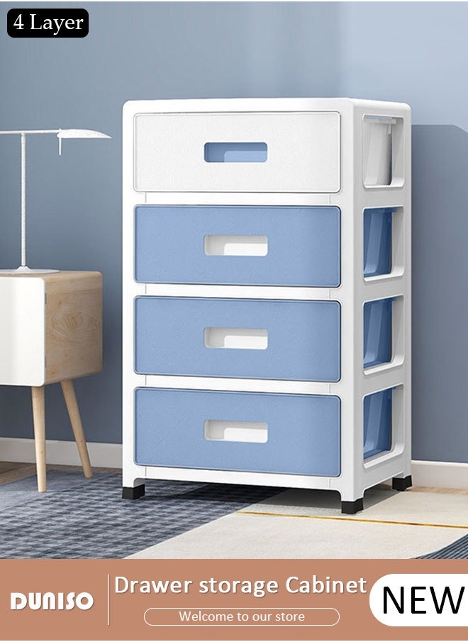 DUNISO 4 Layer Drawer Storage Cabinet with Wheels, Toys Storage Box, Office Desk Storage Box, Drawer Storage Bins for Clothes and Toys, Dust-proof Clothes Storage Cabinet Rack for Living Room, Bathroom, kitchen, Bedroom  - Image 1