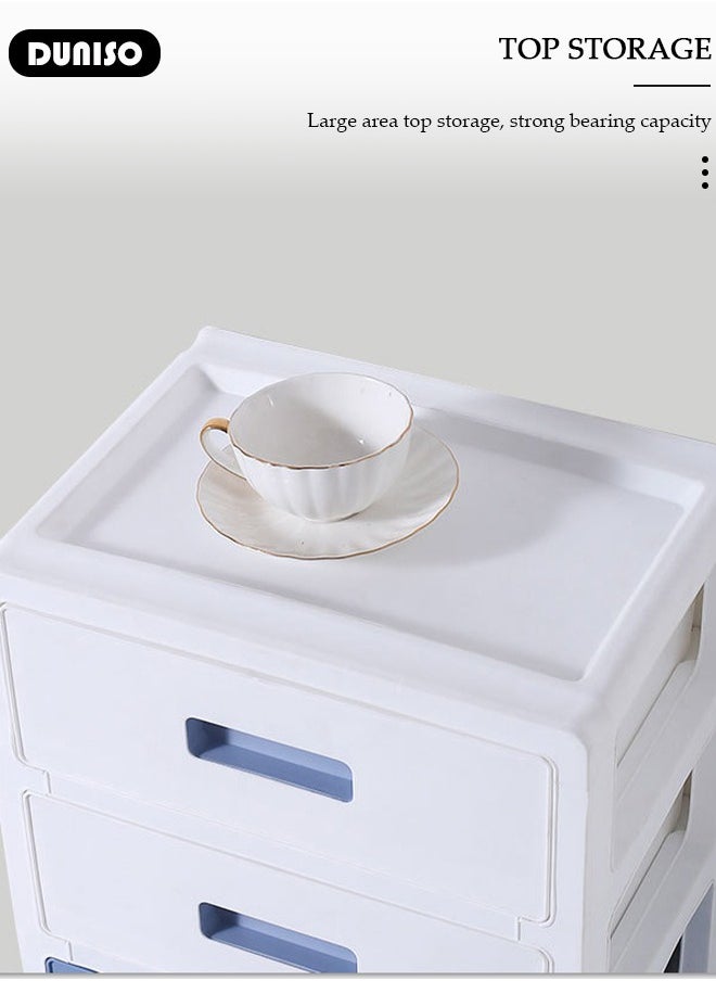 DUNISO 4 Layer Drawer Storage Cabinet with Wheels, Toys Storage Box, Office Desk Storage Box, Drawer Storage Bins for Clothes and Toys, Dust-proof Clothes Storage Cabinet Rack for Living Room, Bathroom, kitchen, Bedroom  - Image 5