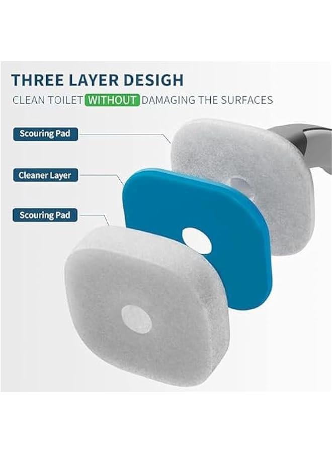 بي دبليو اس جاي فرشاة مرحاض للاستعمال مرة ة م الميكاكوز، مجموعة فرش مرحاض مثتة على الحائط، فرشاة مرحاض مقض و8 رؤوس فرشاة للاستعمال مرة ة للتظيف العميق والحفاظ على ظافة الحمام - Image 2