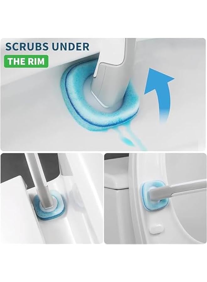 بي دبليو اس جاي فرشاة مرحاض للاستعمال مرة ة م الميكاكوز، مجموعة فرش مرحاض مثتة على الحائط، فرشاة مرحاض مقض و8 رؤوس فرشاة للاستعمال مرة ة للتظيف العميق والحفاظ على ظافة الحمام - Image 3