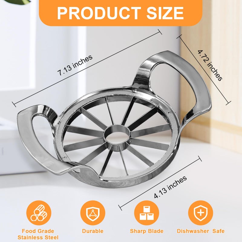 Obsoorth Apple Slicer with 12 Blades Extra Large Heavy Duty Stainless Steel Apple Corer, Dishwasher Safe Easy to Use Sharp Apple Slicer and Corer for Vegetables, Fruit and Pineapple - Image 2