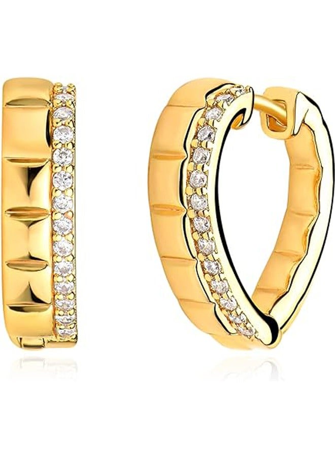 Mevecco Women Huggie Hoop Earrings Gold Ear Stud Cuff 14K Gold Filled Small Boho Beach Simple Delicate Handmade Hypoallergenic Jewelry Gift - Image 1