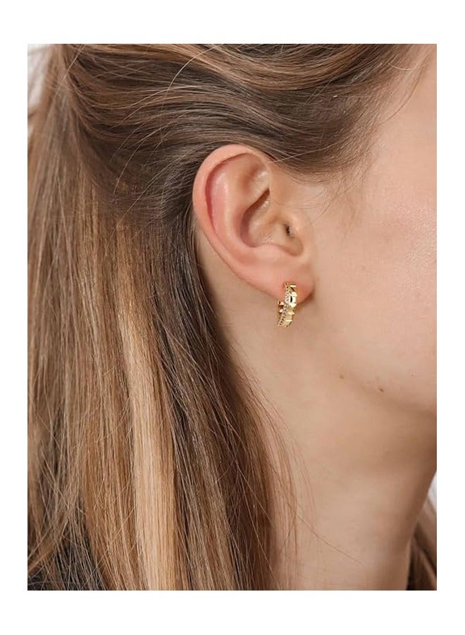 Mevecco Women Huggie Hoop Earrings Gold Ear Stud Cuff 14K Gold Filled Small Boho Beach Simple Delicate Handmade Hypoallergenic Jewelry Gift - Image 3