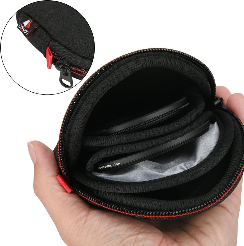 TXesign Camera Filters Case Bags for Round Filters Up to 62mm,Water-Resistant Fabric Design Lens Filter Pouch (Small) - Image 4