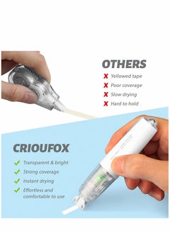 Excefore Refillable Correction Tape 4PCS Retractable White Out with 360° Rotatable Head Flexible Tear Resistant Tape, Applicator Whiteout Roller Cylindrical for Student Teacher  - Image 5