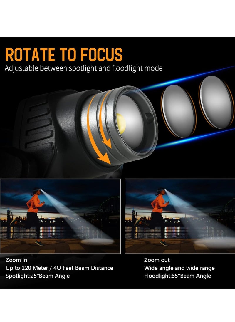 Yuwell - LED Headlamp Rechargeable COB Camping Headlamp Zoomable Headlight With Motion Sensor Weatherproof 6 Lighting Mood Waterproof Head Lamp Flashlight For Camping Hiking, Running, Cycling - Image 1