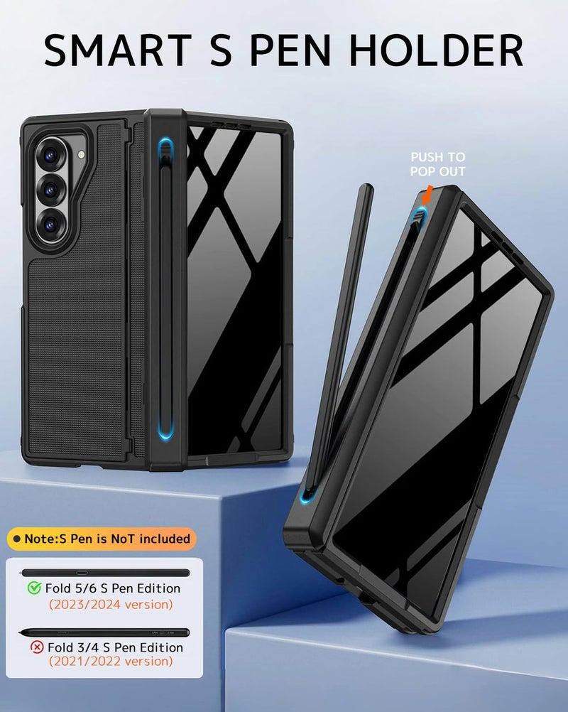 NINKI for Samsung Galaxy Z Fold 6 Case with S Pen Holder & Invisible Kickstand,Built in Privacy Screen Protector and Hinge,Shockproof Phone Cover for Samsung Z Fold 6 Case with Slim S Pen Slot â€“ Black - Image 2