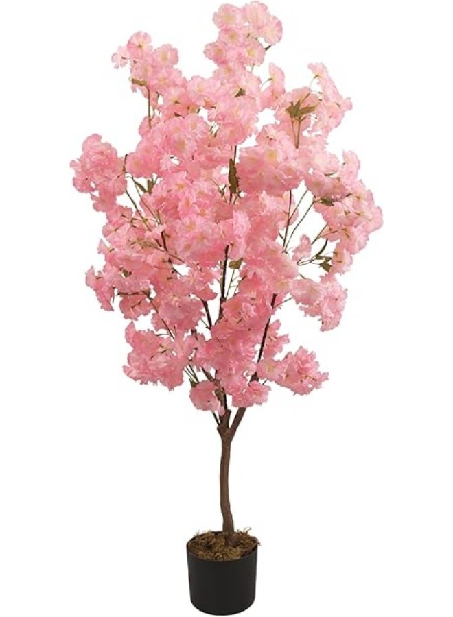 MARCOLO Artificial Cherry Tree Branch, Pink, Silk Flowers, with Black Pot, Home Decor (125cm) - Image 1