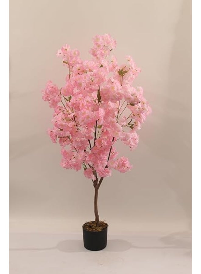 MARCOLO Artificial Cherry Tree Branch, Pink, Silk Flowers, with Black Pot, Home Decor (125cm) - Image 2