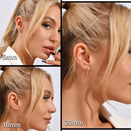 Sweetkiki Small Gold Hoop Earrings for Women: 14K Gold Huggie Hoop Earrings Tiny Gold Thin Hoop Earrings Minimalist Open Hoops for Women (Set of 1-5 Pairs) (14K Gold - 6mm/8mm/10mm/15mm/20mm) - Image 2