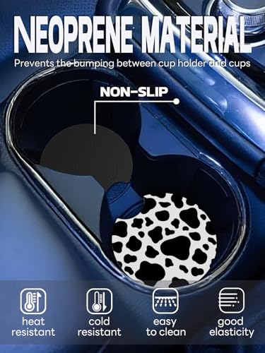 WOCOCN Car Coasters,Cup Holder Coasters for Car,2.75inch Anti Slip and Absorbent,Cute Accessory Decor for Cup Holder,Pack of 2 (Cow) - Image 2
