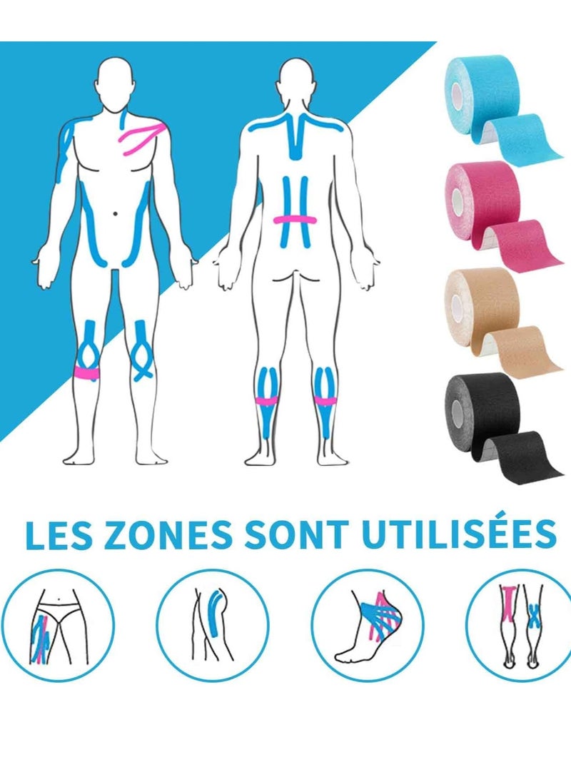 Kinesiology Tape Waterproof Physio Tape for Pain Relief Muscle and Joint Support, Standard Roll with Xact Stretch Application Indicators (Beige)