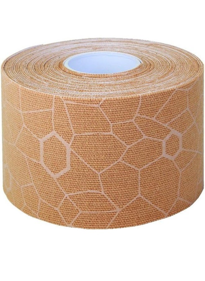 Kinesiology Tape Waterproof Physio Tape for Pain Relief Muscle and Joint Support, Standard Roll with Xact Stretch Application Indicators (Beige)
