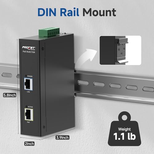 PROCET PoE System PROCET Gigabit PoE Injector DIN Rail 30W PoE+ Power Injector, 6KV Surge Protection, -40℉ to 149℉ for Access Point, PTZ/AI Camera, Micro Wave Radio, Smart Factory, Digital Information Kiosks - Image 4