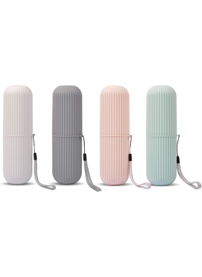 UCEC UCEC Toothbrush Travel Case Portable Travel Toothbrush Holder Cade for Camping Traveling Home School Business Bathroom 4 Pack Green Pink Grey White  - Image 1