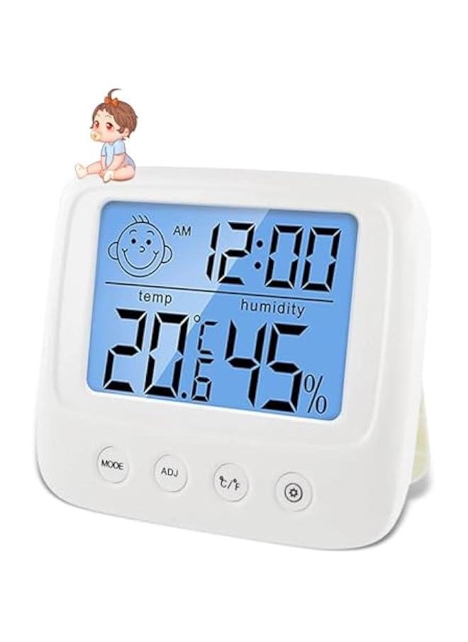 Generic Digital Alarm Clock, Large Color Display Digital Desk Clock with Indoor Temperature and Humidity, High Accuracy Atomic Clock Humidity Meter Thermometer with Nightlight  - Image 1