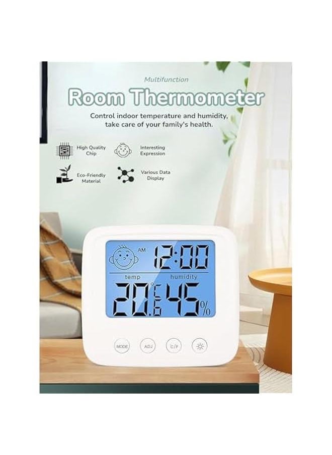 Generic Digital Alarm Clock, Large Color Display Digital Desk Clock with Indoor Temperature and Humidity, High Accuracy Atomic Clock Humidity Meter Thermometer with Nightlight  - Image 2
