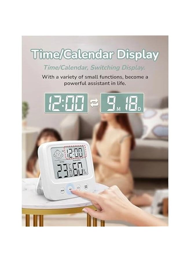 Generic Digital Alarm Clock, Large Color Display Digital Desk Clock with Indoor Temperature and Humidity, High Accuracy Atomic Clock Humidity Meter Thermometer with Nightlight  - Image 4
