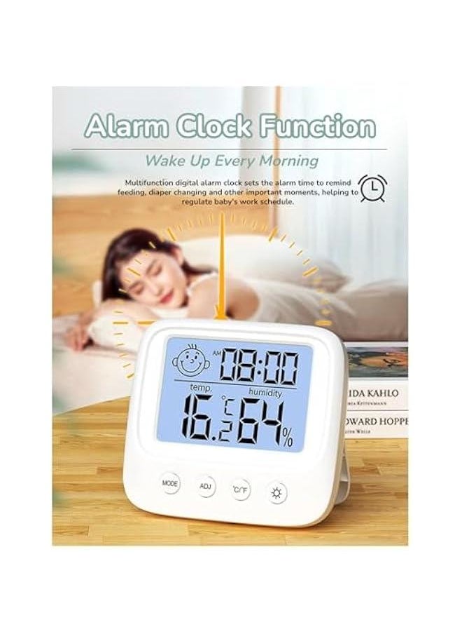 Generic Digital Alarm Clock, Large Color Display Digital Desk Clock with Indoor Temperature and Humidity, High Accuracy Atomic Clock Humidity Meter Thermometer with Nightlight  - Image 5