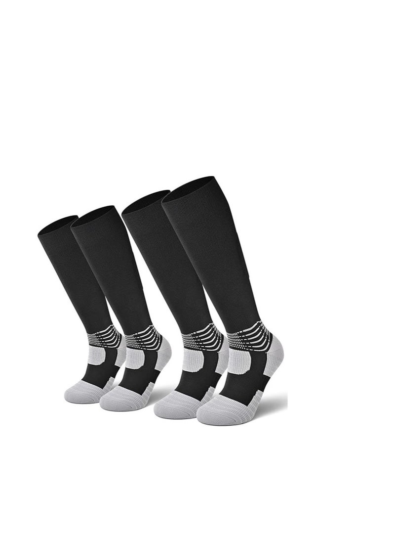 SYOSI Soccer Socks, Knee High Soccer Socks Team Sport Cushion Athletic Socks for Kids Youth Adult, Wicking Anti-Slip Football Baseball Softball for Men Women Boys Girls, 2 Packs (One size fits all)  - Image 1