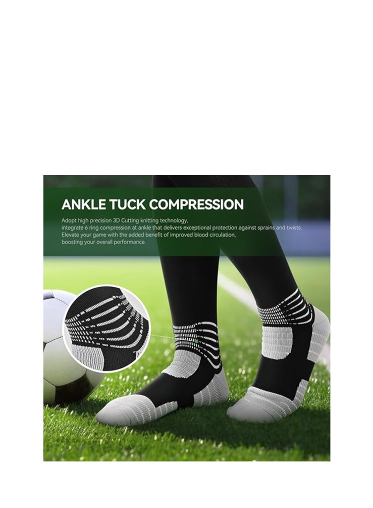 SYOSI Soccer Socks, Knee High Soccer Socks Team Sport Cushion Athletic Socks for Kids Youth Adult, Wicking Anti-Slip Football Baseball Softball for Men Women Boys Girls, 2 Packs (One size fits all)  - Image 4