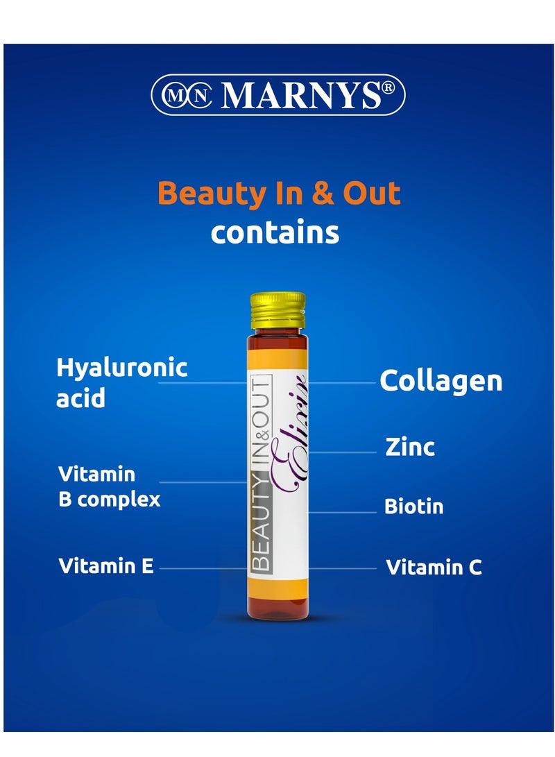 Marnys Beauty In & Out Elixir - 5000 mg Hydrolyzed Collagen Type 1 Shots - Hyaluronic Acid - Vitamins & Minerals - Skin Firmness - Hydration & Anti-Aging - 14 Drinkable Vials - Buy One Get One Free - Image 3