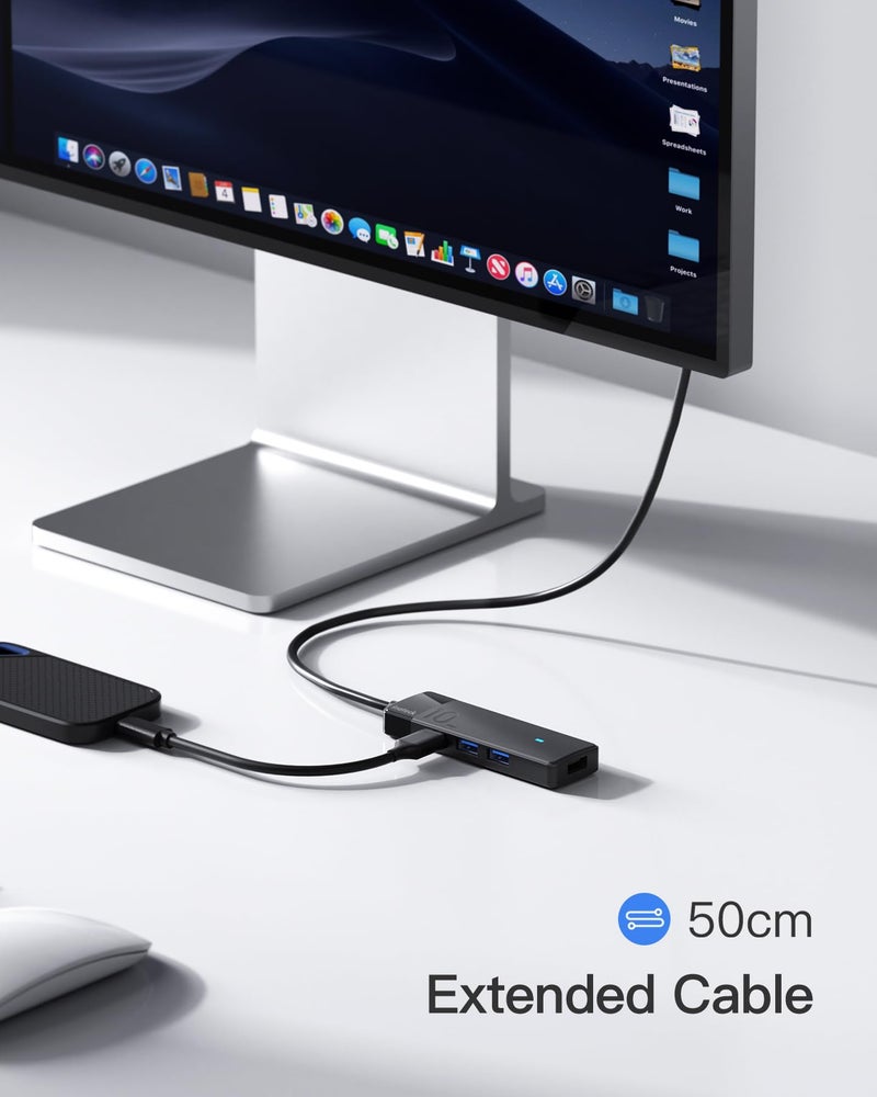 Inateck USB C Hub, USB 3.2 Gen 2 USB C Hub with 4 USB A Ports, 10Gbps, 1.6 ft Cable, Compatible with windows7/8/10/11, Linux, Mac OS HB2025C - Image 5